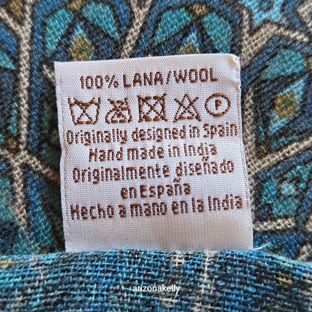 NWOT Woven Wool Scarf Blue Spain Colores de Otono - Picture 7 of 13